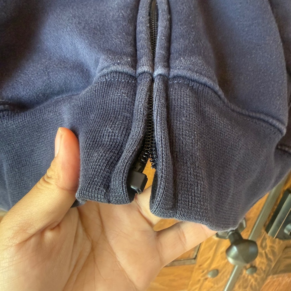 Gap Zip Up Hoodie Kids L 10 Navy Blue Cotton Blend Logo Fleece Sweatshirt - Picture 4 of 8